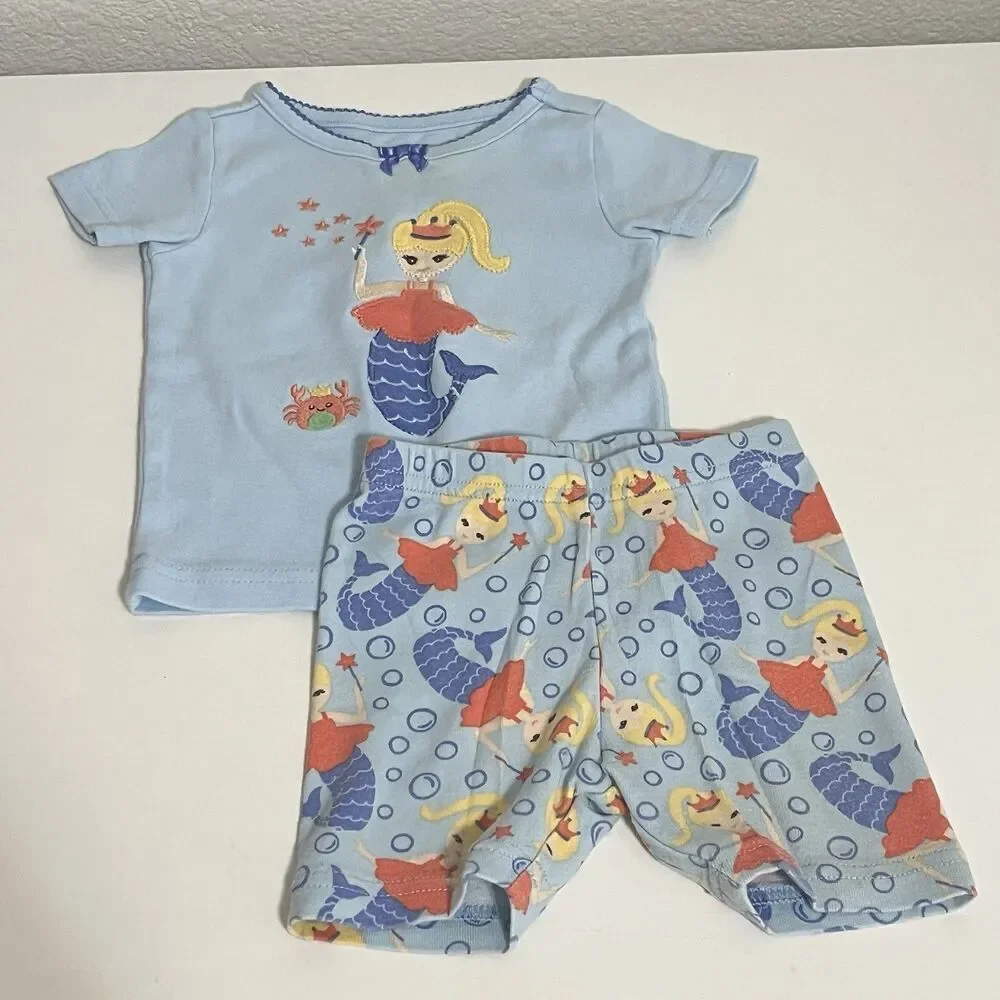 Gymboree Fairy Mermaid Magic Pajamas Shorts 2-Pc Set Girls Size 6-12 Months